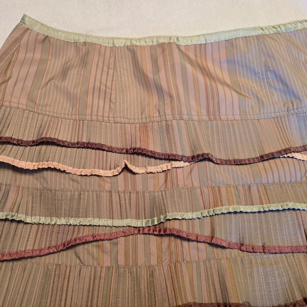 CYNTHIA by CYNTHIA STEFFE Size 6 Womens Tiered Skirt Mini Pleats Fall Colors - Picture 5 of 15
